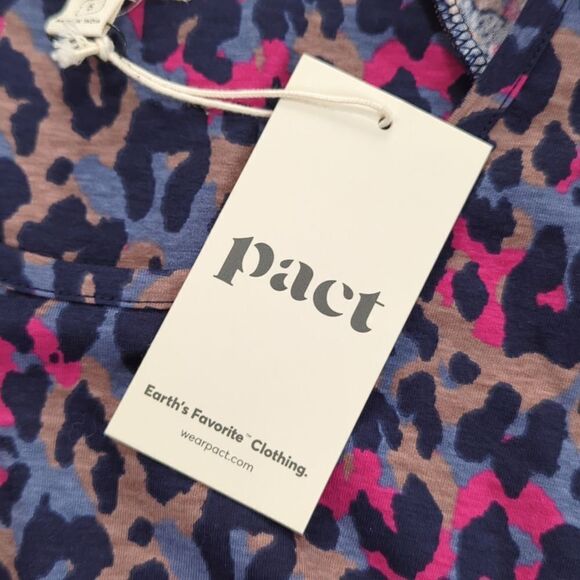 Pact Dress Womens Small Purple Revive Flutter Sleeve Dress Leopard NWT - Picture 7 of 11